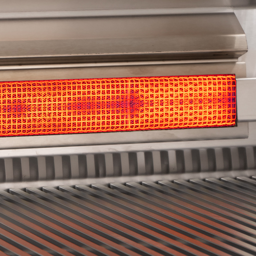 Fire Magic Analog Echelon Diamond E1060i Built-In Grill | Optional Fire Magic Infrared Backburner is a stainless steel mesh encased efficient ceramic system which provides much more BTU heat for quicker more efficient rotisserie grilling