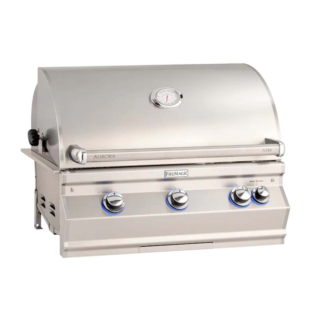 Fire Magic Aurora 540i Grill Analog Style Built-In 30" Gas Grills with Rotisserie Kit and Infrared Burner - Stainless Steel Grill