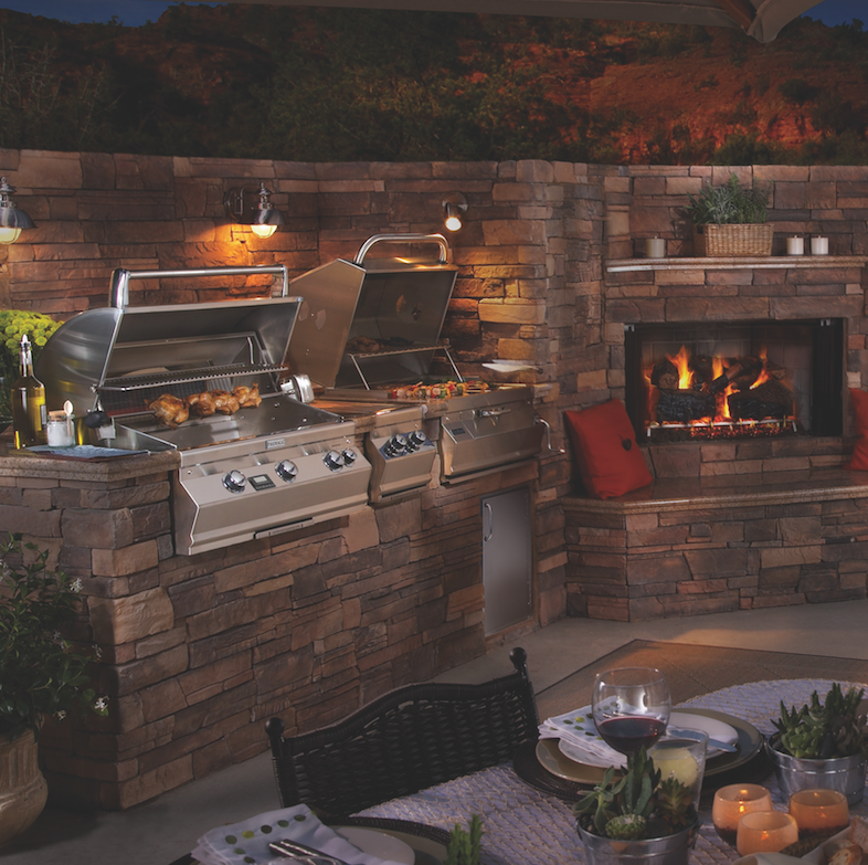 Fire Magic Aurora A830i Gas and Charcoal Combo - Built-In Gas Grill with Analog Thermometer & Rotisserie Kit and Infrared Burner - Modern Outdoor Kitchen