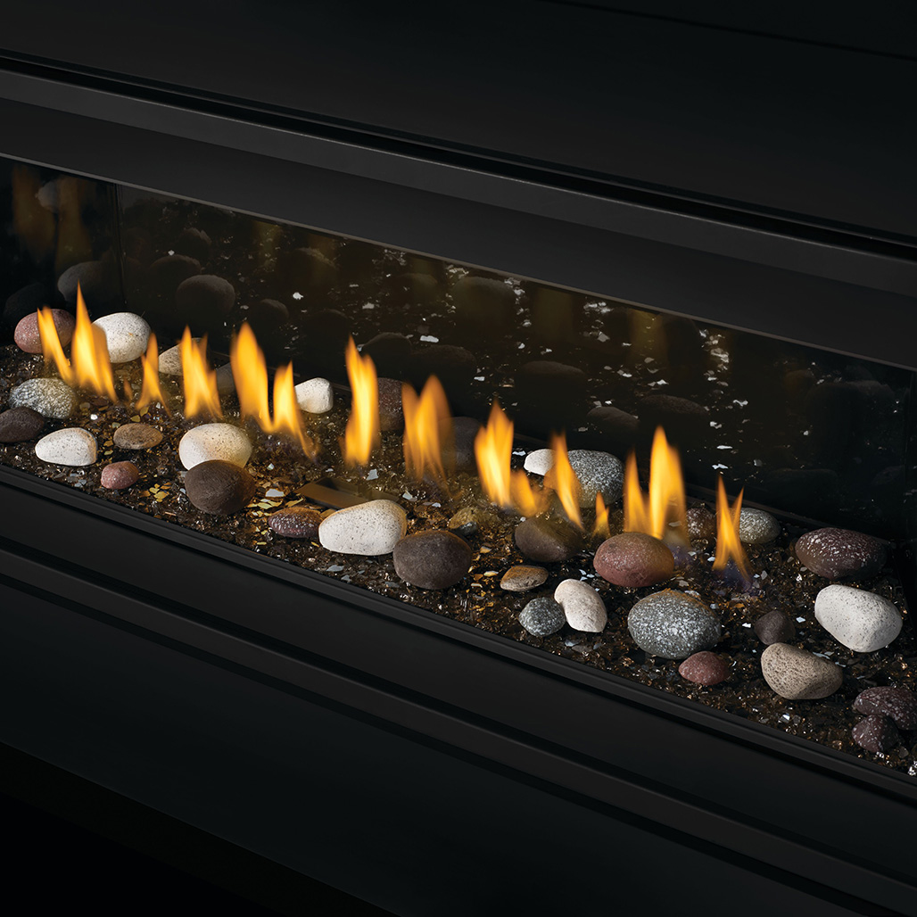 Napoleon Ascent 46" Direct Vent Linear Fireplace | Mineral Rocks Media