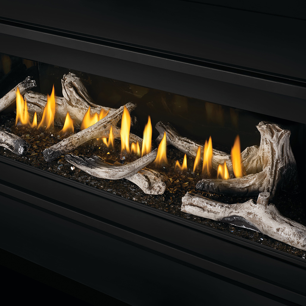 Napoleon Ascent 46" Direct Vent Linear Fireplace | Standard Beach Fire