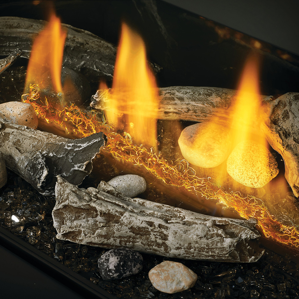 Napoleon Ascent 46" Direct Vent Linear Fireplace | Standard Beach Fire
