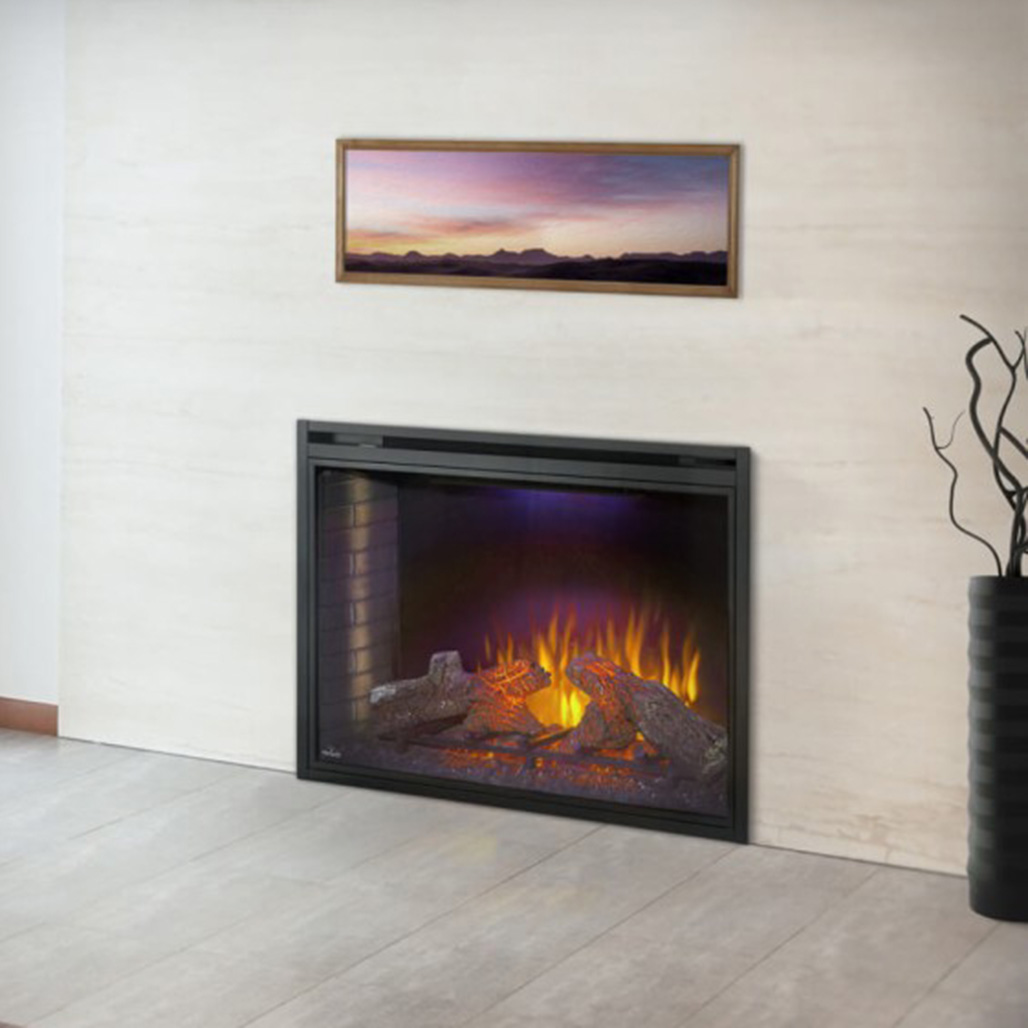 Napoleon Ascent 40" Built-In Electric Fireplace | The Napoleon Ascent™ 40 Built-In Electric Fireplace is 32-inches tall, 40.37-inches wide, 14-inches deep (81.28 cm tall, 102.54 cm wide, 35.56 cm deep)