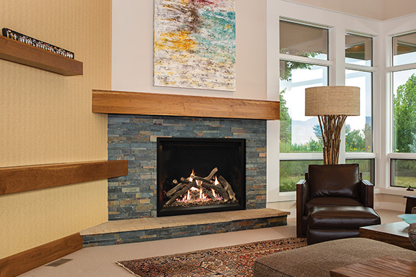 Empire Rushmore 36" Clean-Face Direct-Vent Fireplace with TruFlame Technology | The huge ceramic glass front allows heat to easily transfer in to your living space and provides a clear view of the fire.