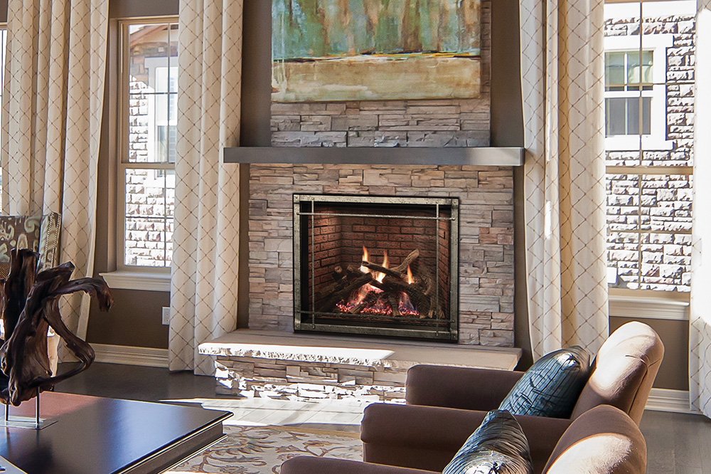 Empire Rushmore 40" Clean-Face Direct-Vent Fireplace with TruFlame Technology | A dual burner that creates a lively fire.