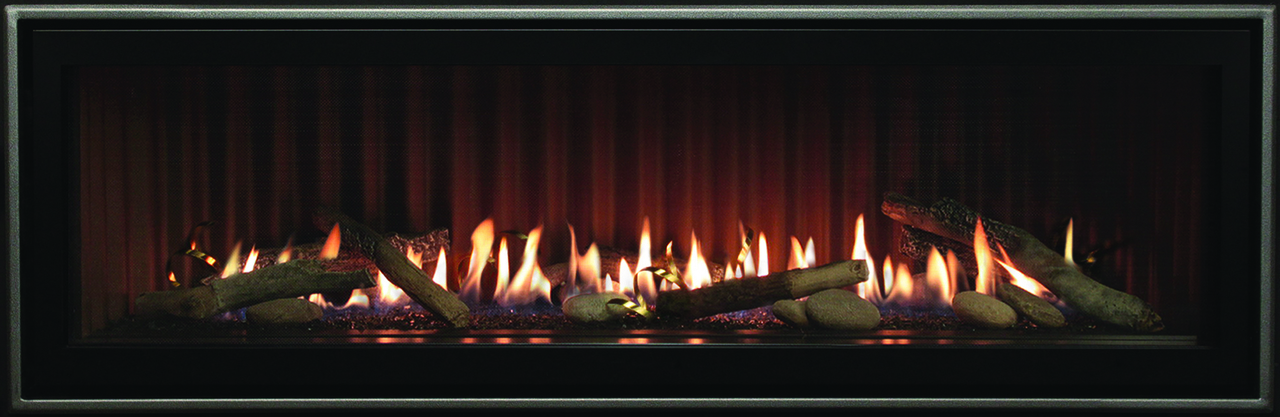 Empire Boulevard 60" Direct-Vent Linear Gas Fireplace | Or opt for an industrial chic look with the Ridgeback liner