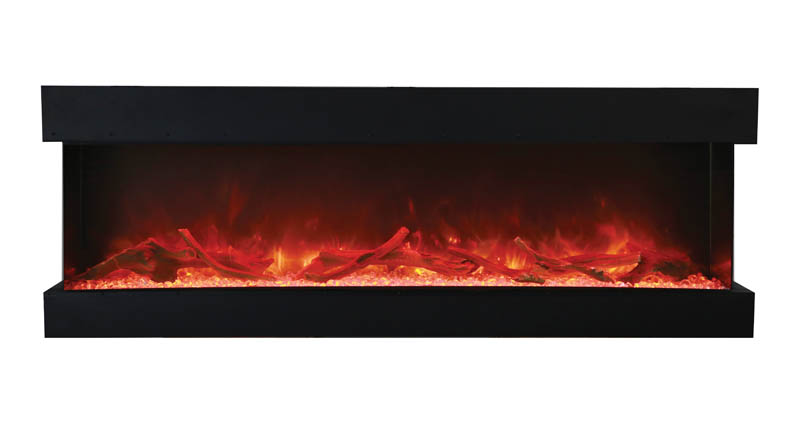 72"– Amantii TRU-VIEW-XL With 3 Sided Indoor/Outdoor Electric Fireplace - Red Top Light 1
