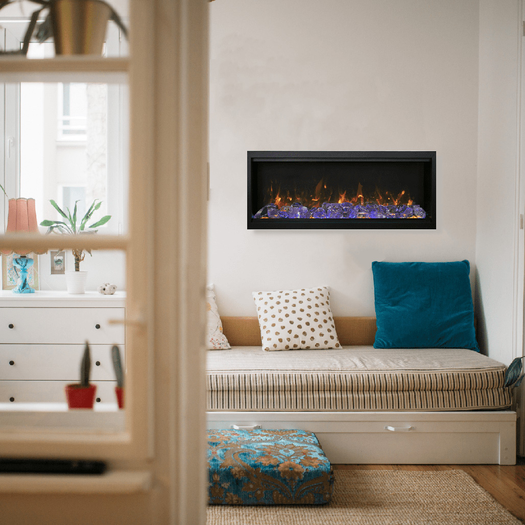 Amantii Symmetry Extra Tall 42" Electric Fireplace | Touchpad controls for convenient control of features with temperature display