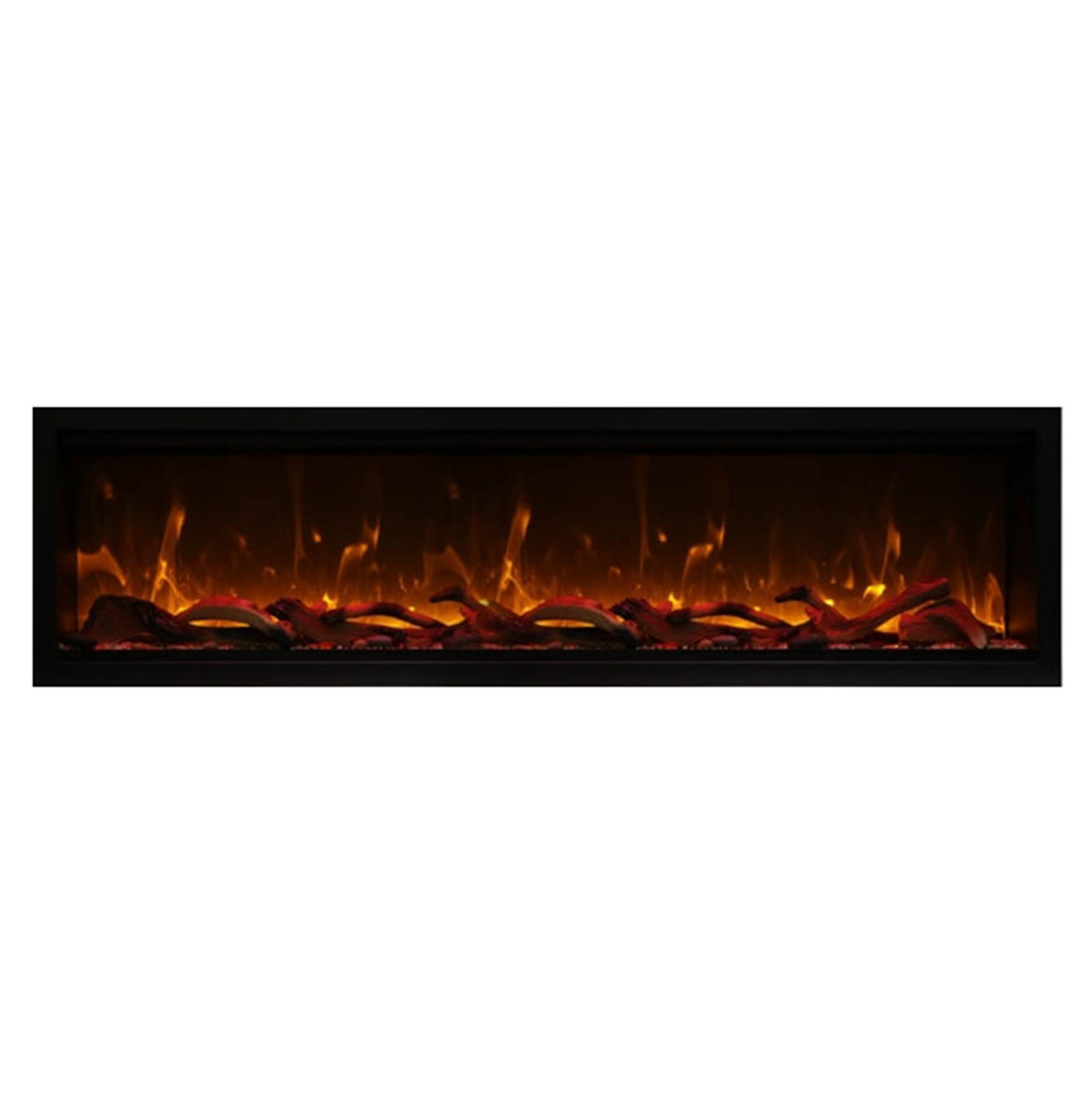 Amantii Symmetry Extra Tall Lumina 74" Electric Fireplace | Glass viewing area is 18” tall with no unsightly venting visible