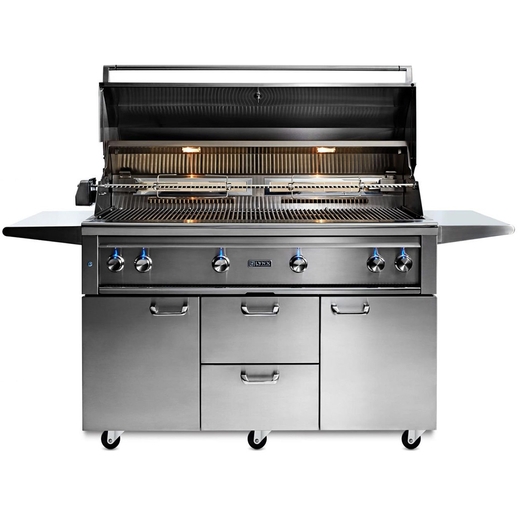 Lynx Professional 54" Freestanding Gas Grill with Rotisserie Kit | Perfect clarity—dual halogen grill surface lights