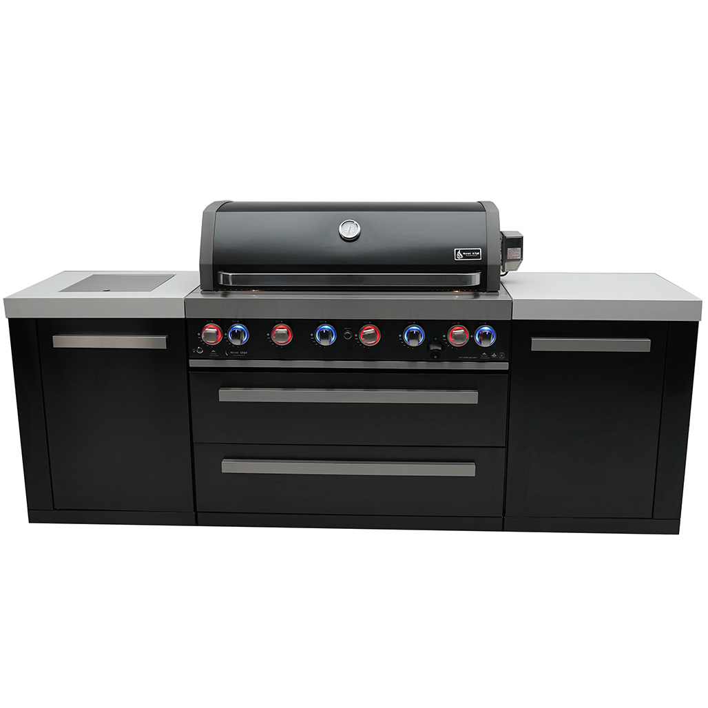 Mont Alpi 805 Black Stainless Gas Grill Island | 115,000 BTU Heat Output