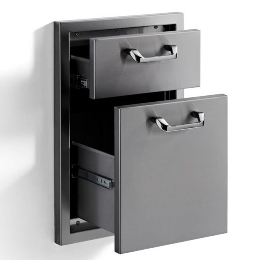 Lynx Grills 16" Classic Double Drawer | Elegant touch—polished door handles