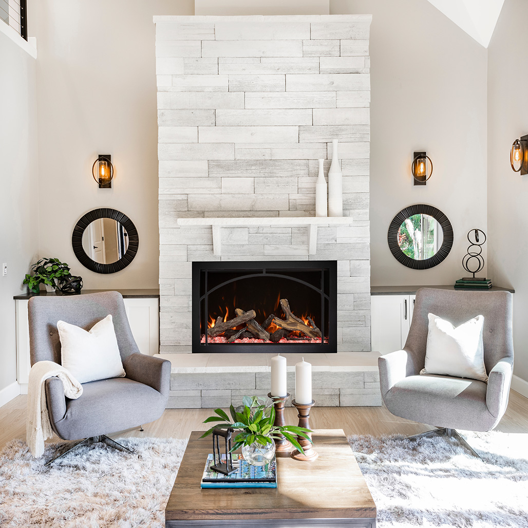 Amantii TRD 33" Traditional Lumina Electric Fireplace |  Take charge of your ambiance with tray light control, allowing you to customize lighting to suit your mood and preferences for the perfect atmosphere