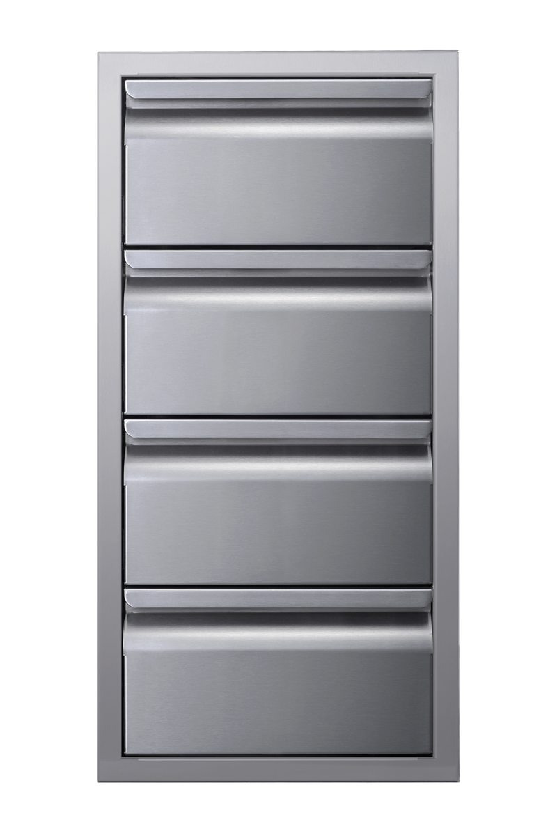 Memphis Wood Fire Grills Four Drawer Stack 15" - Storage Drawers for Outdoor Kitchen