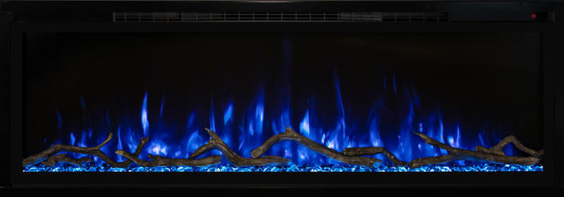 Modern Flames 60" Spectrum Slim Flush Mount Electric Fireplace | Glacier Glass Ember Bed