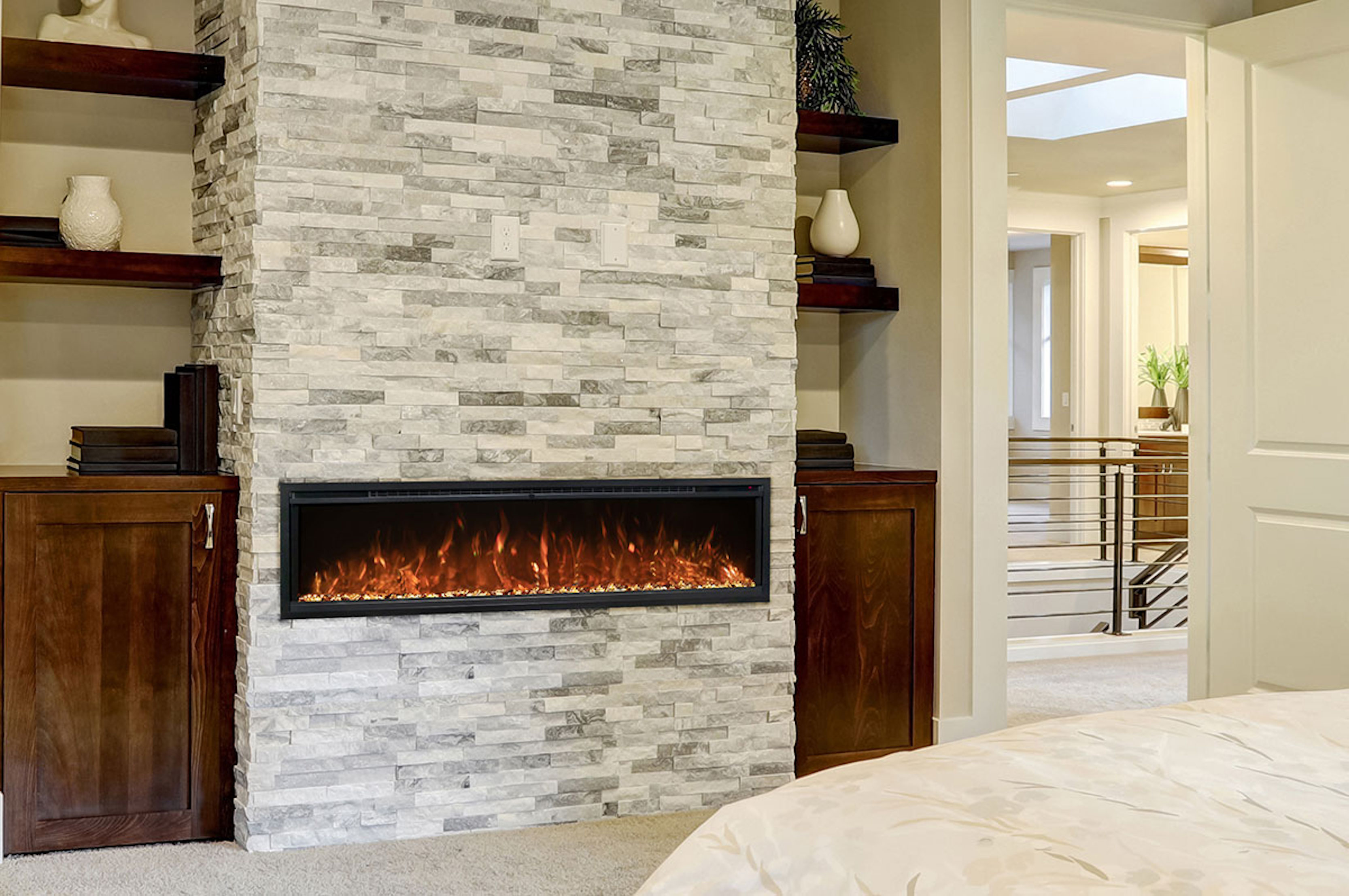 Modern Flames 74" Spectrum Slim Flush Mount Electric Fireplace | Hybrid-FX Flame Technology