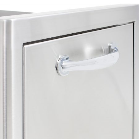 Blaze 13" Narrow Roll-Out Stainless Steel Trash Bin | Rounded bevel design adds structural integrity to the door