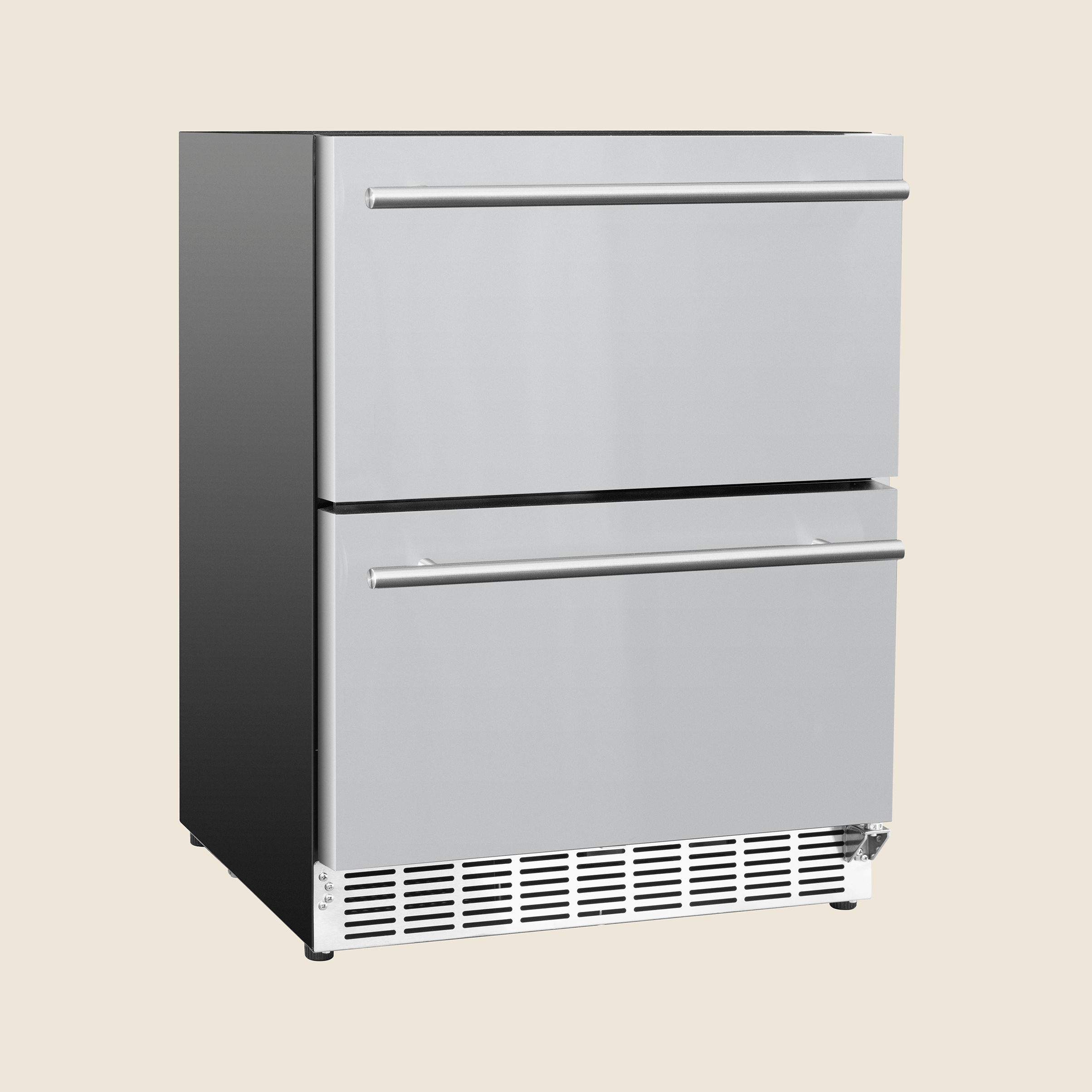 Summerset 24" Deluxe Outdoor 2-Drawer Refrigerator | Black Exterior w/ Stainless Steel Drawers & Black Interior