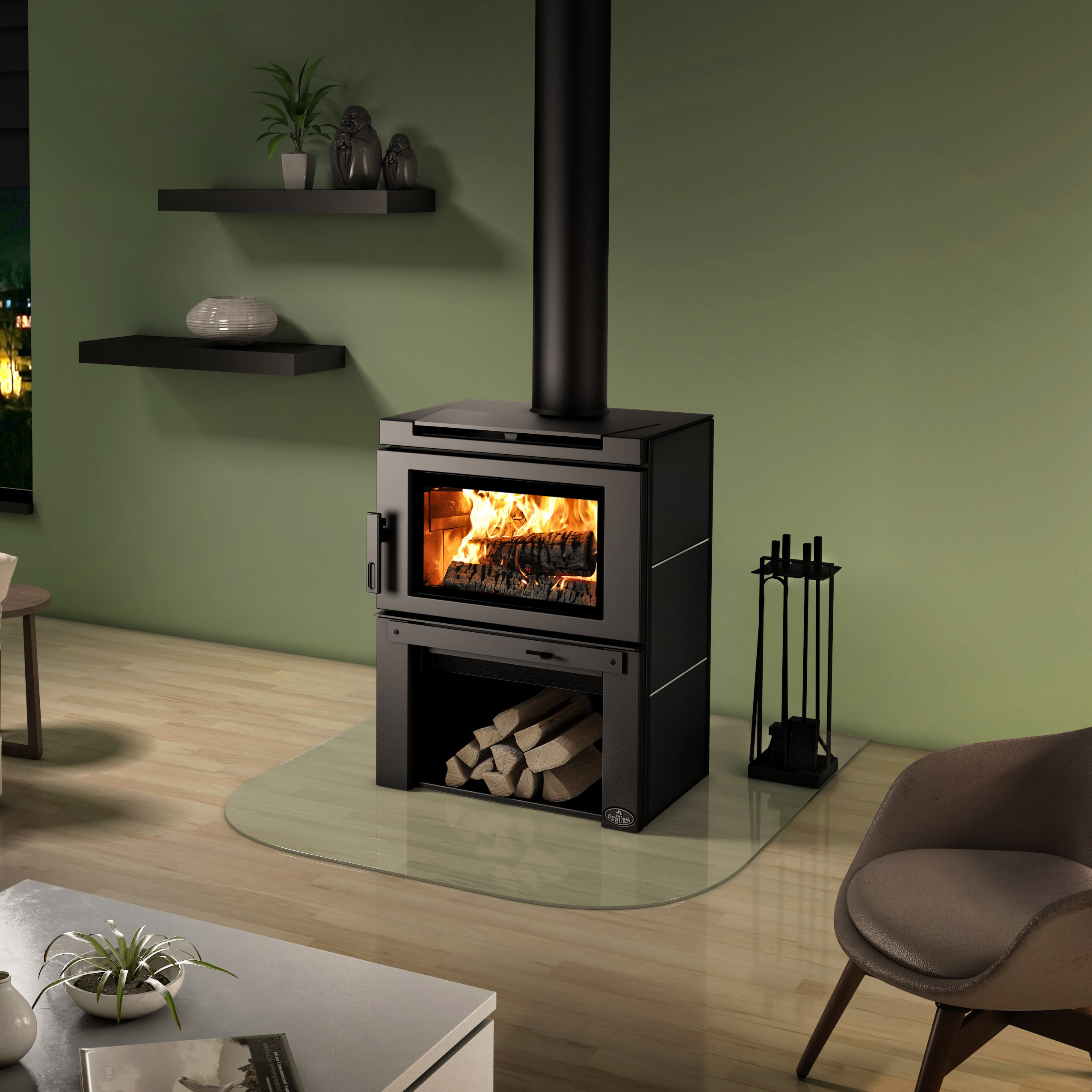 Osburn Matrix Large Wood Stove with Blower | Dry cordwood (16" recommended)