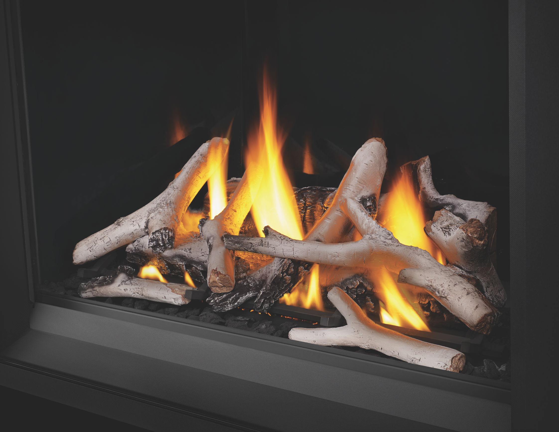 Napoleon Altitude X 42" Direct Vent Gas Fireplace | Ultra HD Premium log set options include: Driftwood, Oak, Birch