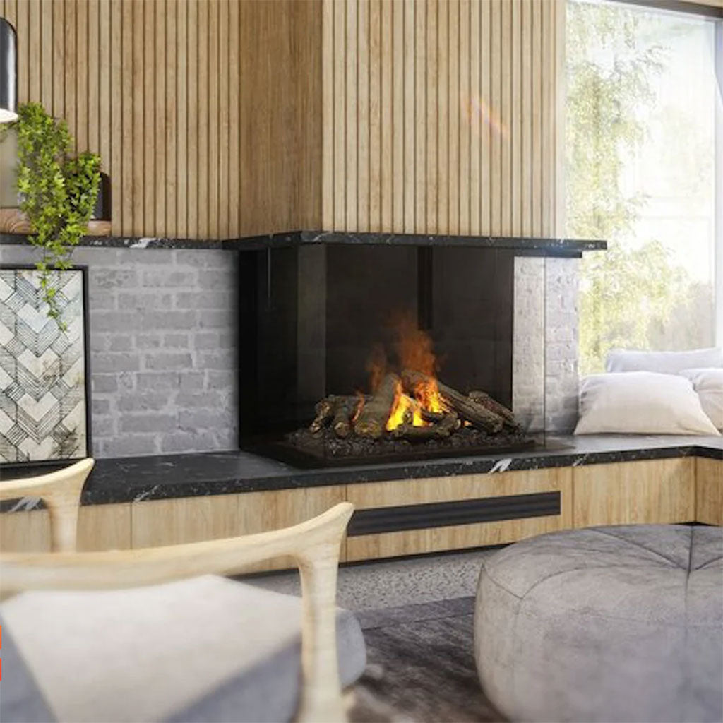 Dimplex Optimyst e-Matrix 39" Bay View Built-In Water Vapor Fireplace | e-MatriX makes an impact with sounds of a a crackling fire