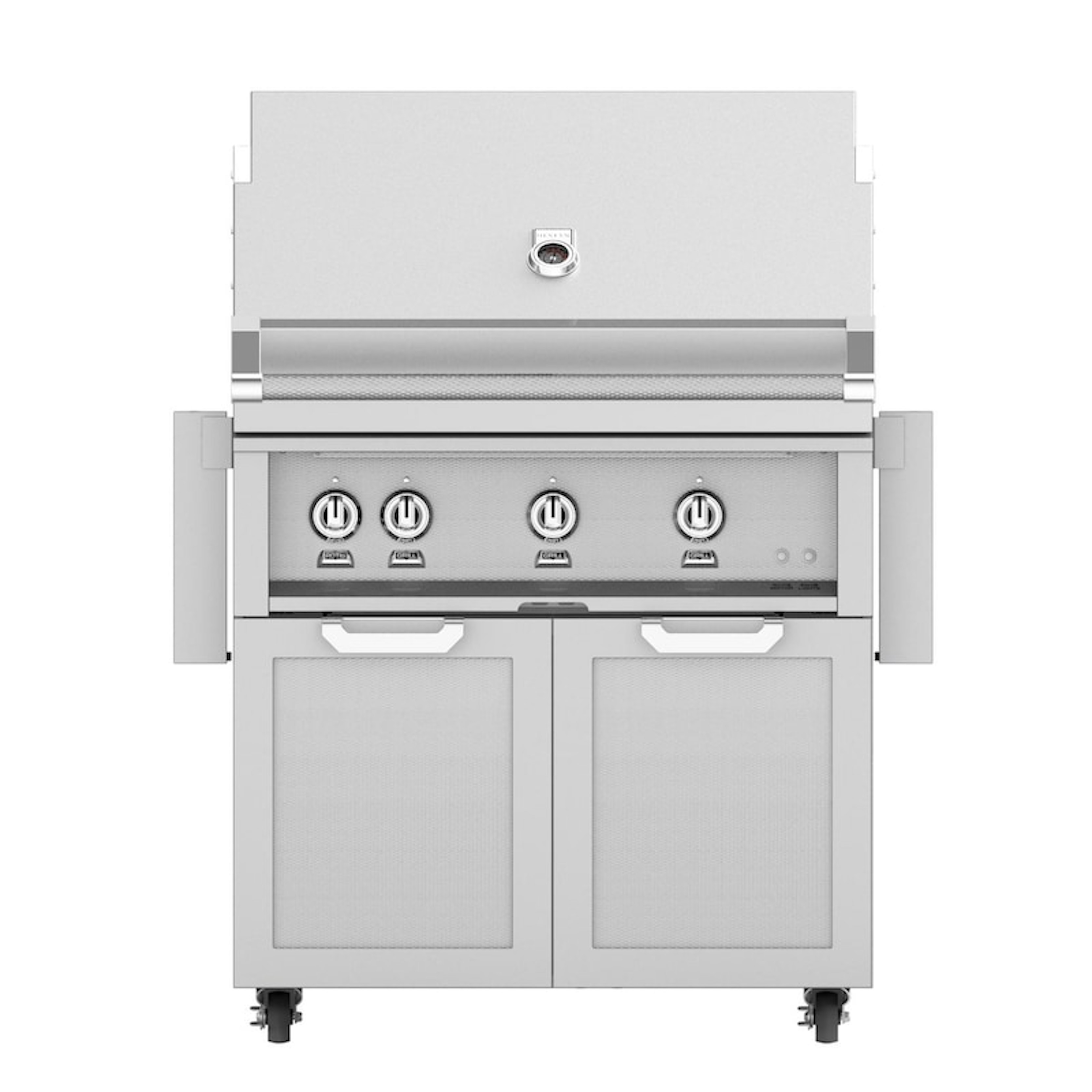 Hestan 36" Gas Grill with Tower Cart - GCD Series | Patented heavy-duty Horizon HoodTM opens easily with spring-assisted hinges and holds place at desired height for easy access.