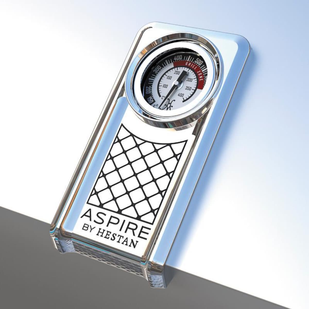 Aspire by Hestan 36" Built-In Gas Grill | Patented monogrammed temperature gauge with cooking zone markings.