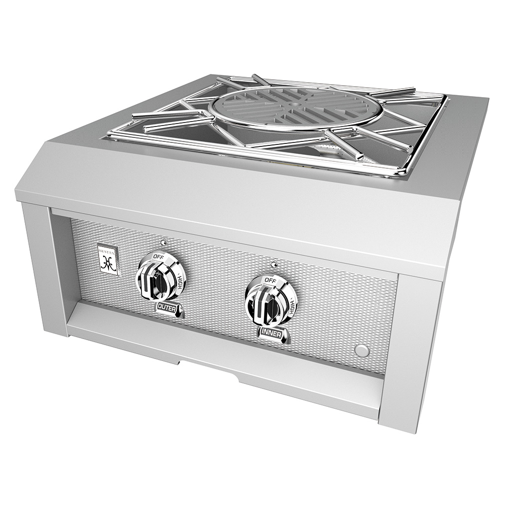 Hestan 24" Outdoor Power Burner - AGPB Series | Sealed burner bowl with drain protects from boilovers and spills, and the stainless steel removable drip tray allows for easy cleaning.