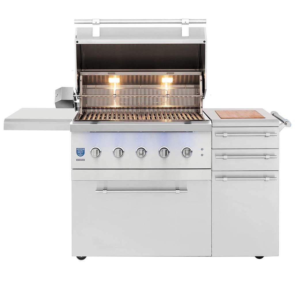 American Made Grills 36" Encore Freestanding Hybrid Barbecue Grill | Gas Grill with Rotisserie Kit