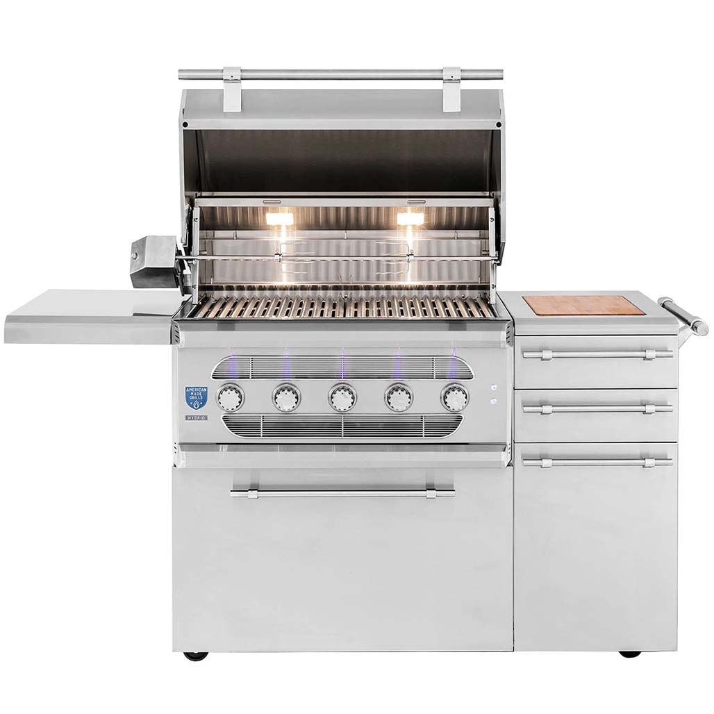 American Made Grills 36" Muscle Freestanding Hybrid Barbecue Grill | Rotisserie Kit Included