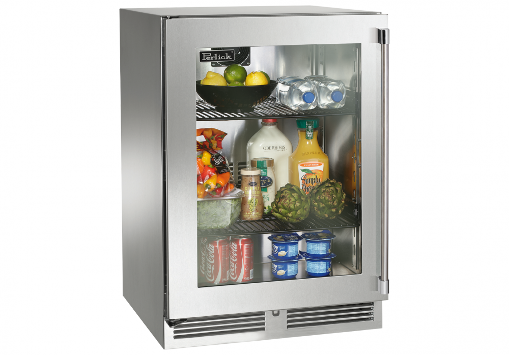 Perlick Signature Series Indoor Undercounter Refrigerator - 24" Undercounter with Glass Door