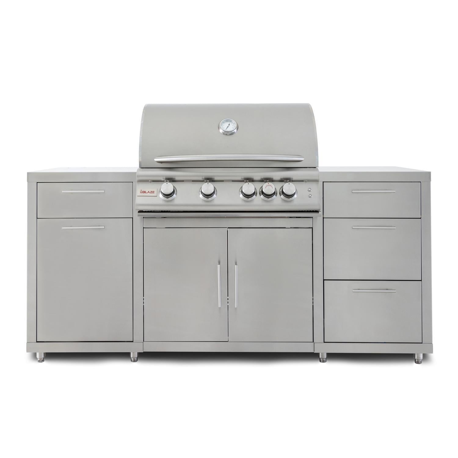 Blaze Stainless Steel Island with 32" 4 Burner Gas Grill | Rust and corrosion resistant 304 stainless steel used for both the island and grill