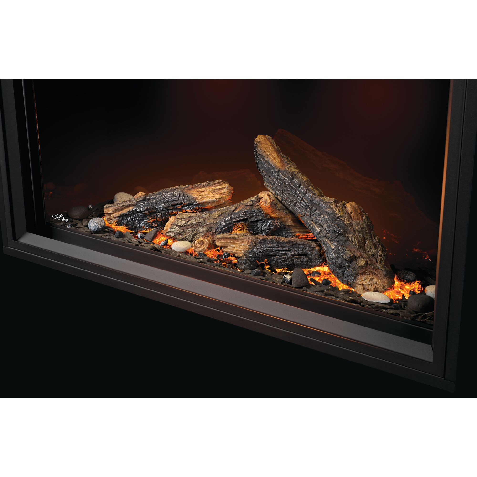 Napoleon 50" Tall Linear Vector Single Sided Direct Vent Gas Fireplace | Luminous Logs with modulating electric ember bed for lifelike appearance
