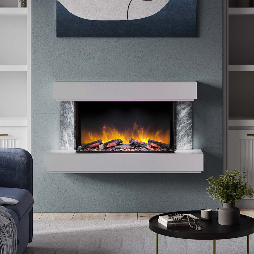 European Home Milan Suite Electric Fireplace | Customizable colors