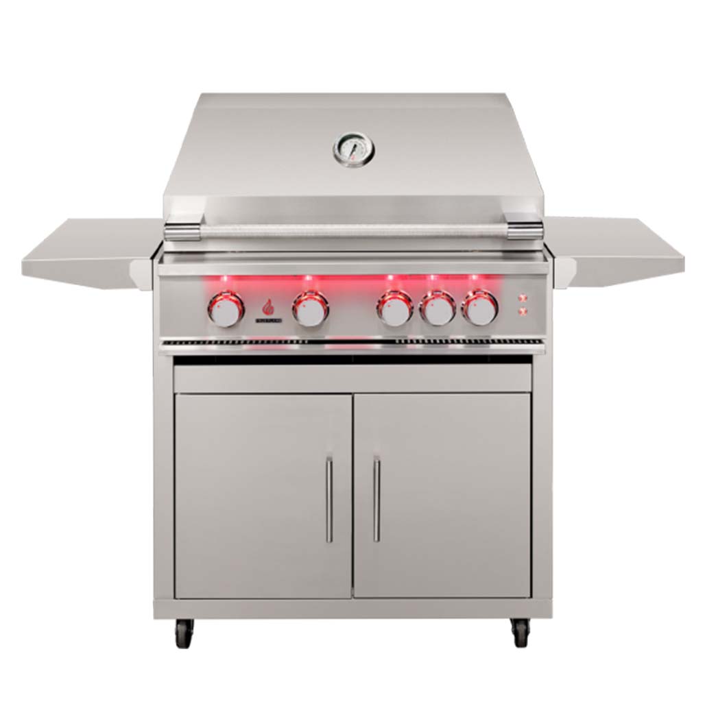 True Flame 32" 4 Burner Built-In Gas Grill | Gas Grill with Cart