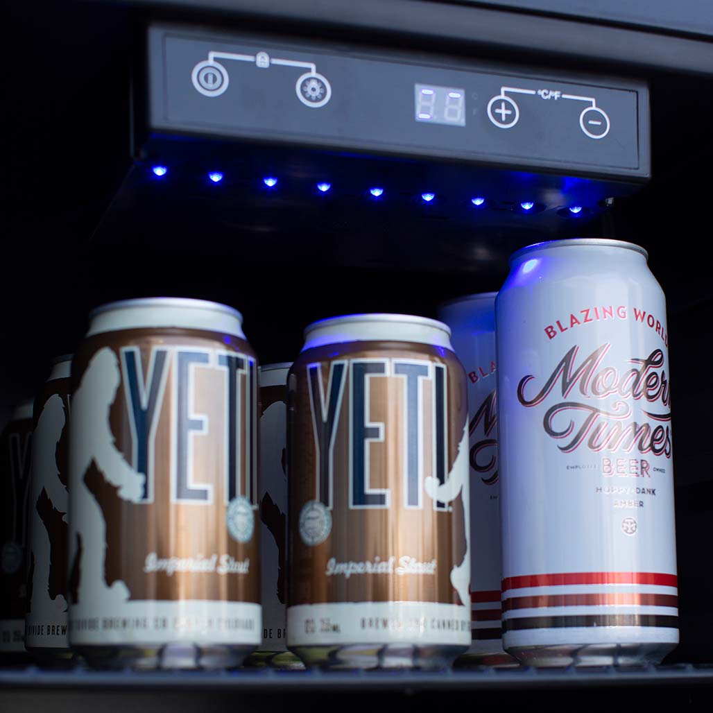 TrueFlame 15" Outdoor Rated Refrigerator with Glass Door | Electronic Temperature Controller w/ Digital Display