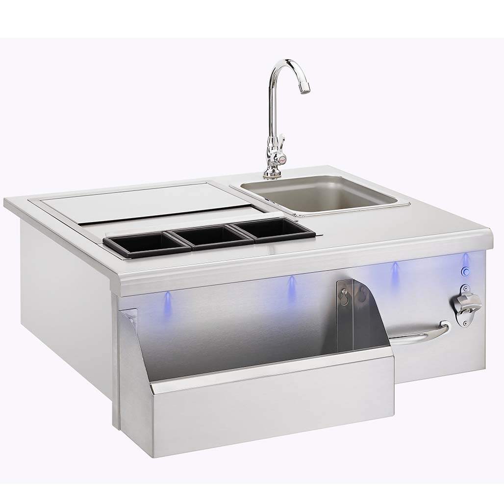 TrueFlame 30" Beverage & Prep Station with LED Lights | Attractive blue LED lights along front