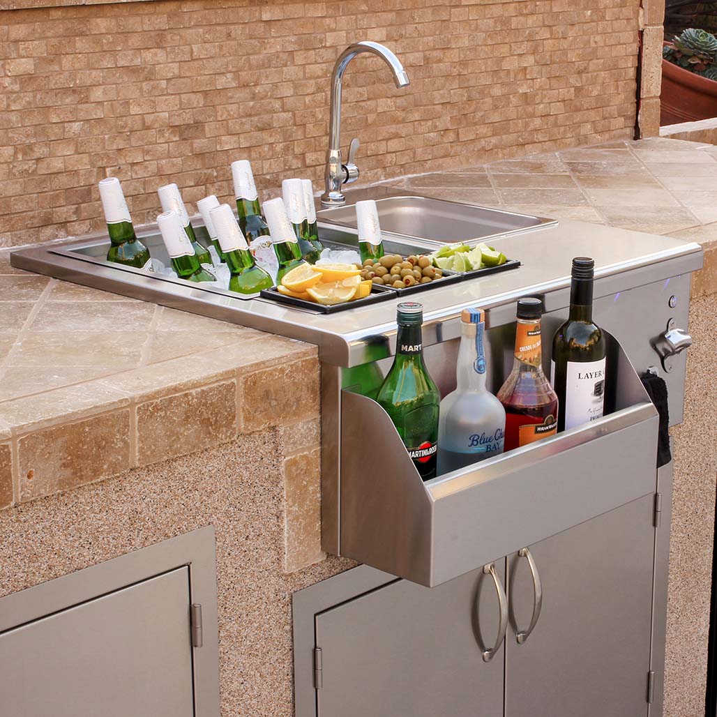 TrueFlame 30" Beverage & Prep Station with LED Lights | Built-in bottle opener