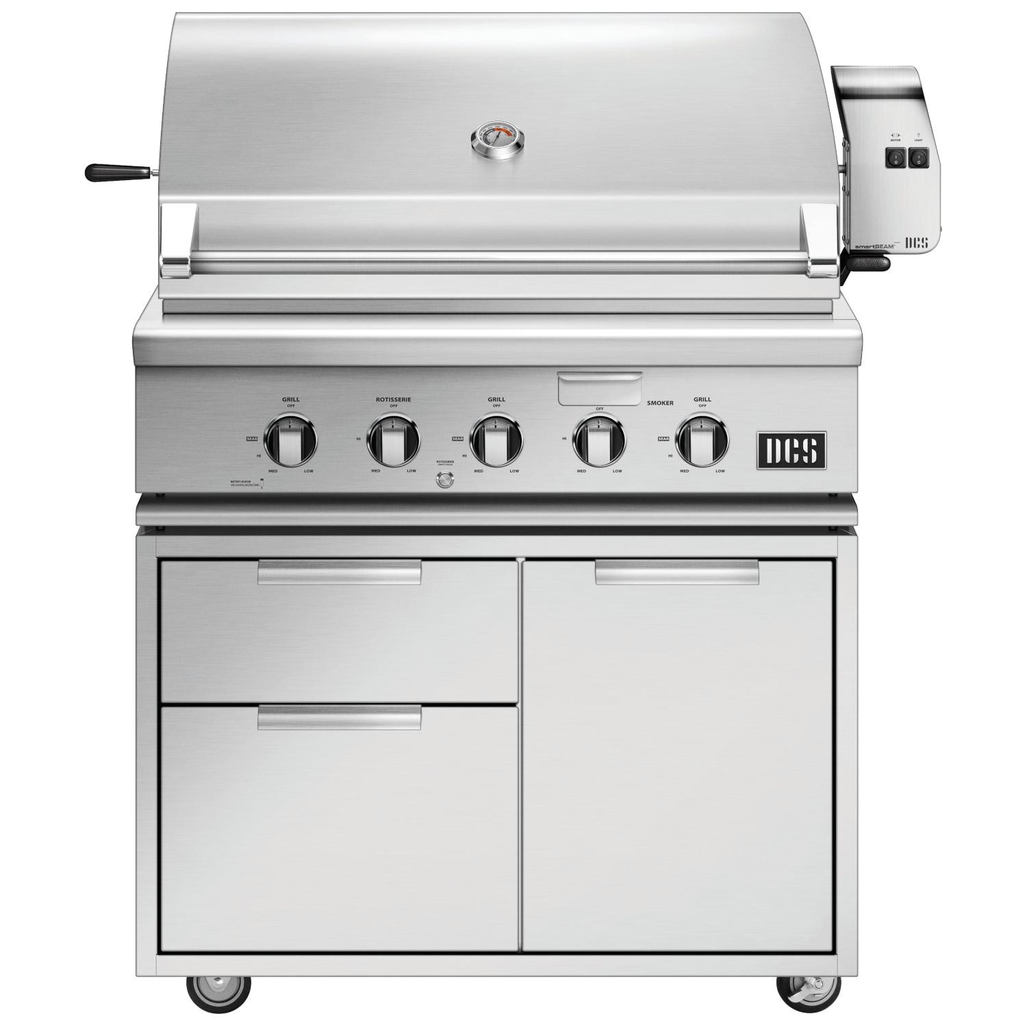 DCS 36" 7 Series Freestanding Gas Grill | Featuring multiple storage compartments, the cart provides easy access to your condiments, smoker wood chips, serving trays or grill covers.