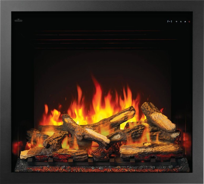 Napoleon 36" Elevation Electric Fireplace | The most realistic electric fireplace featuring the featuring robust three-dimensional flames to give you depth and glow in conjunction with the realistic premium Split Oak Logs