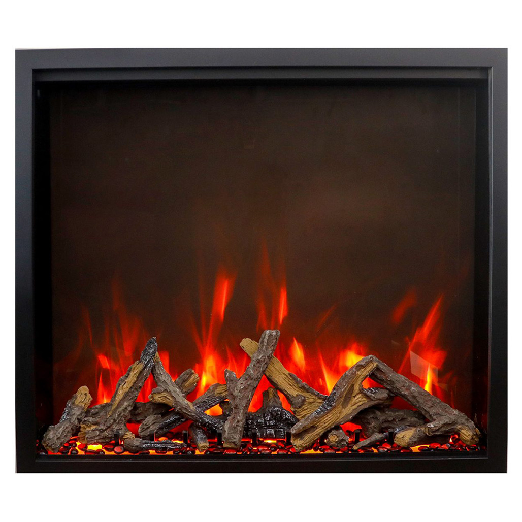 Amantii TRD 30" Bespoke Electric Fireplace | Vibrant, multi-colored state of the art flame presentation – change from Yellow to Orange to Red with just a click of the remote