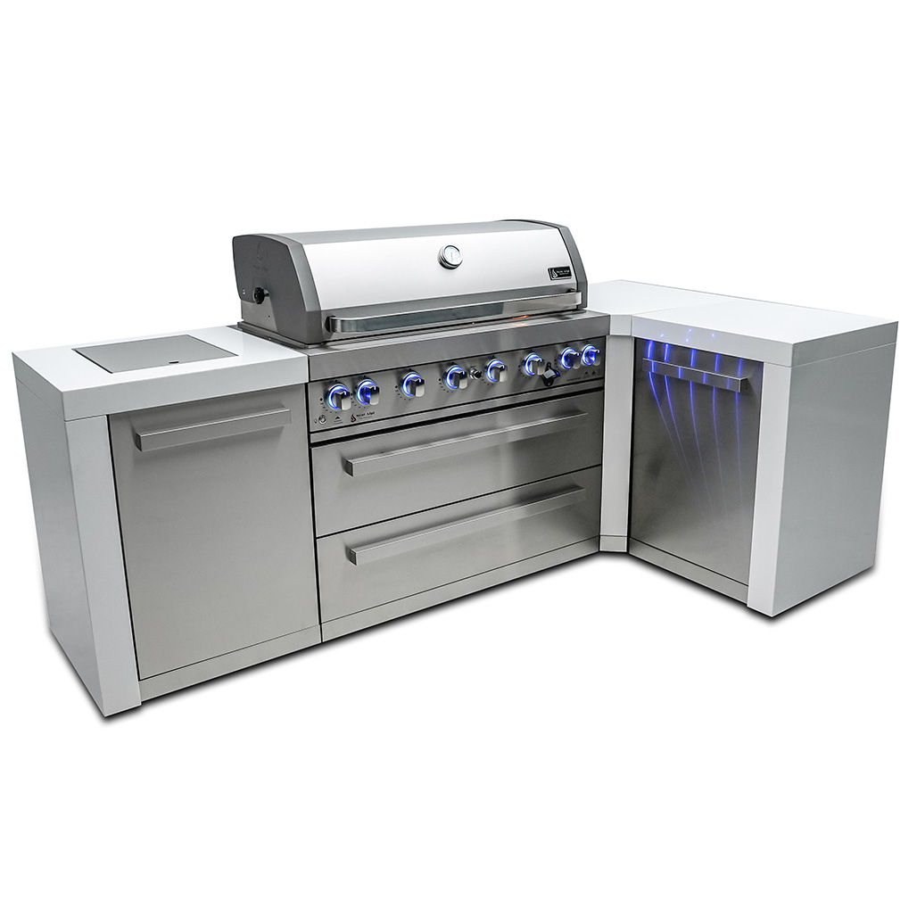 Mont Alpi 6-Burner Deluxe Island with a 90-Degree Corner | 6-burner grill unit - 43"x23"x47"
