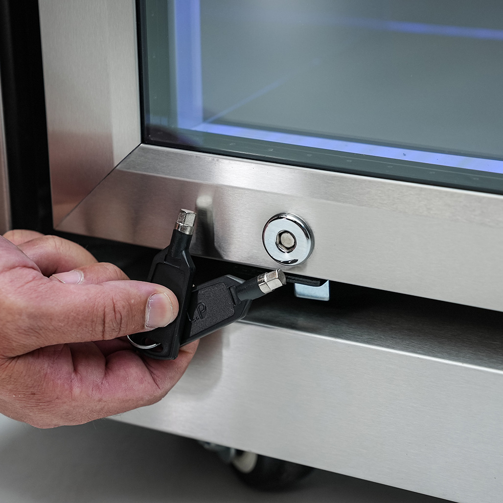 Mont Alpi 6-Burner Island with a 90-Degree Corner and Beverage Center | Locking Refrigerator Door