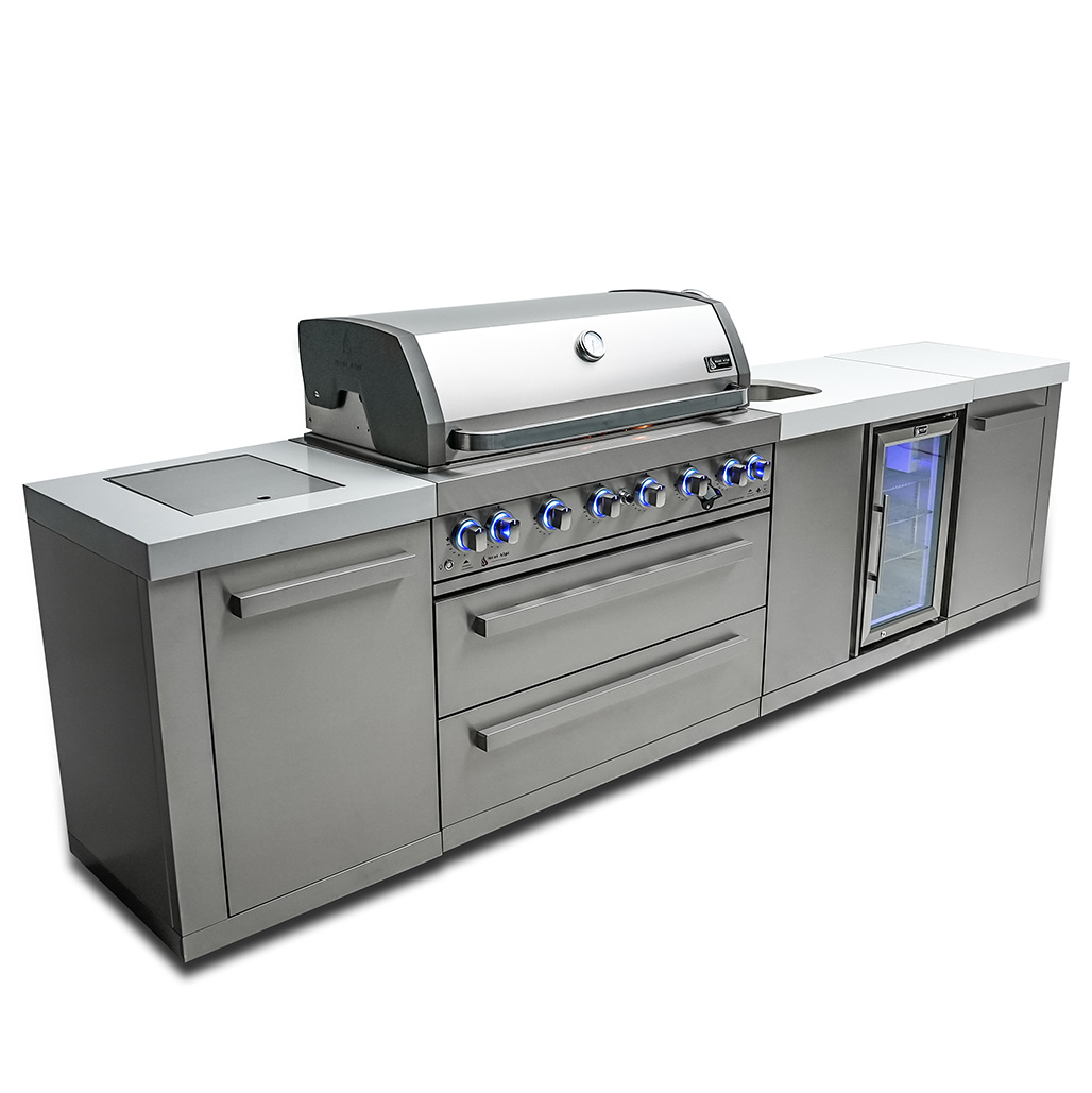 Mont Alpi 6-Burner Island with a Beverage Center | Left side burner unit - 25"x23"x35"