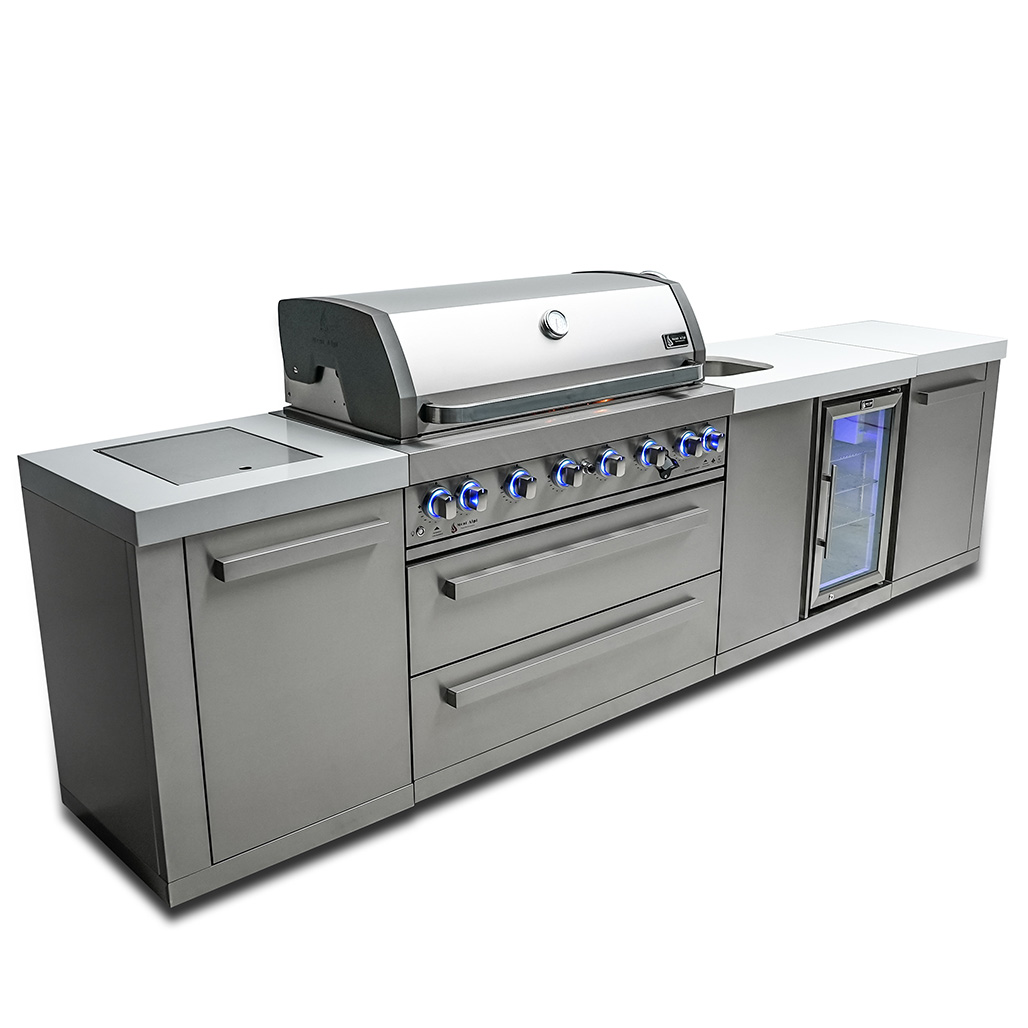 Mont Alpi 6-Burner Island with a Beverage Center | 6-burner grill unit - 43"x23"x47"
