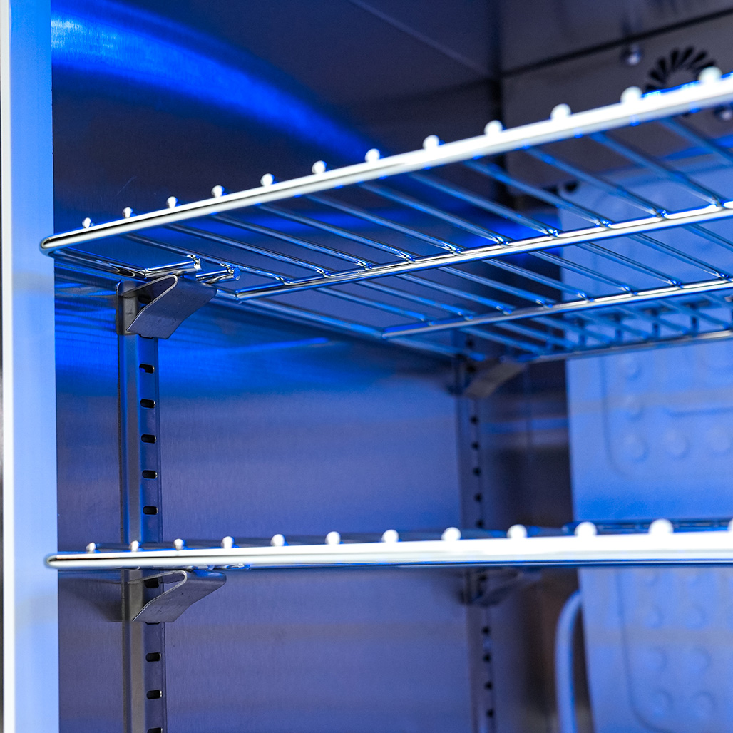 Mont Alpi 805 Black Stainless Steel Island with a Beverage Center and Fridge Cabinet | Refrigerator Shelving