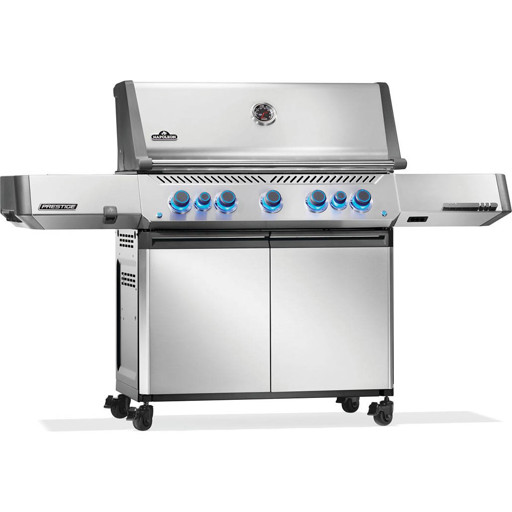 Napoleon Prestige 665 RSIB Freestanding Gas Grill | Larger rotisserie with included heavy duty rotisserie kit and increased infrared sear station size