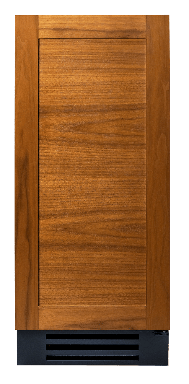 True 15" Single Zone Wine Cabinet with Overlay Panel | Zero-clearance hinging allows for integrated installation.