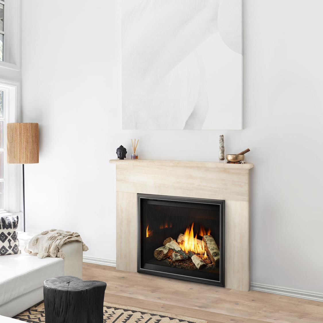 Heat N Glo 36" 6KX Direct Vent Gas Fireplace | Tapers flames with rising temps to maintain comfort level.