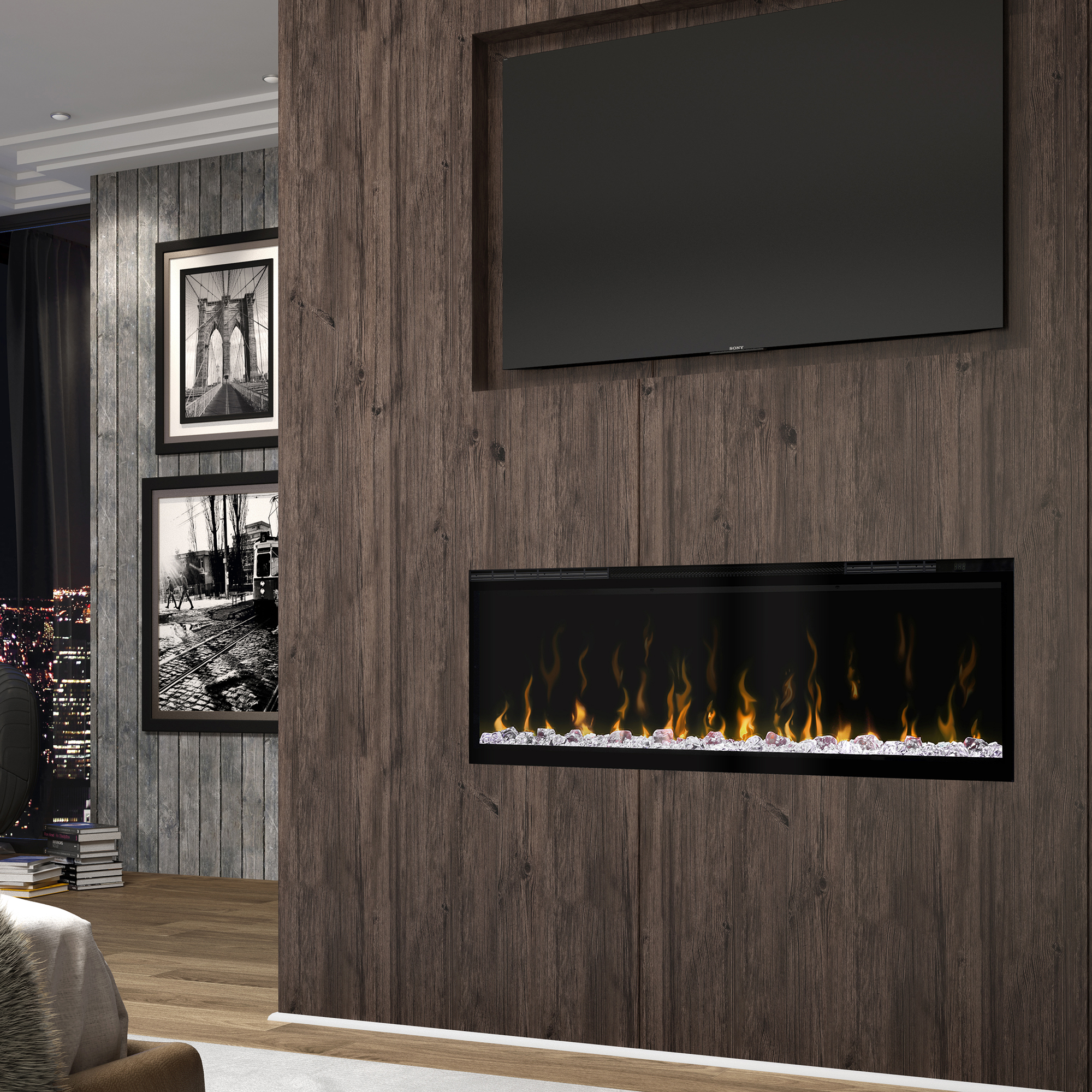 Dimplex 50" Ignite XL Built-In Linear Electric Fireplace | Customize the light color and intensity for a fireplace that reflects your personality.